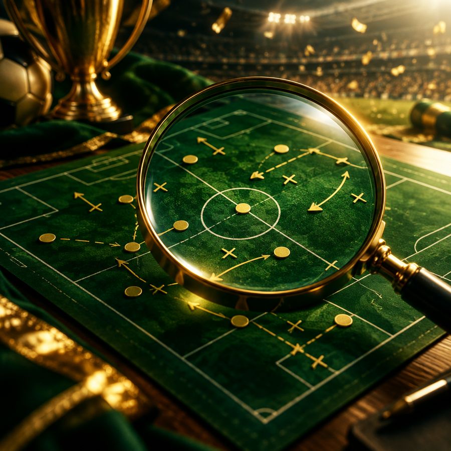 Una lente d’ingrandimento su uno schema tattico di calcio