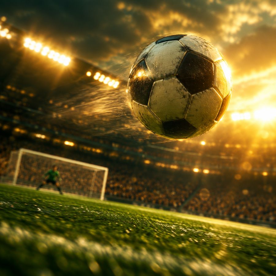 Un pallone in volo sopra un campo illuminato